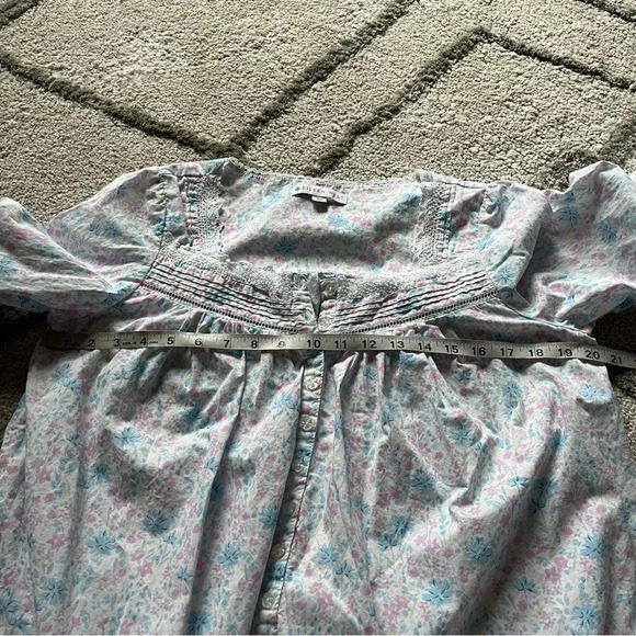 Eileen West pajama dress pj Cotton Floral Button front  Nightgown XS - Picture 5 of 11